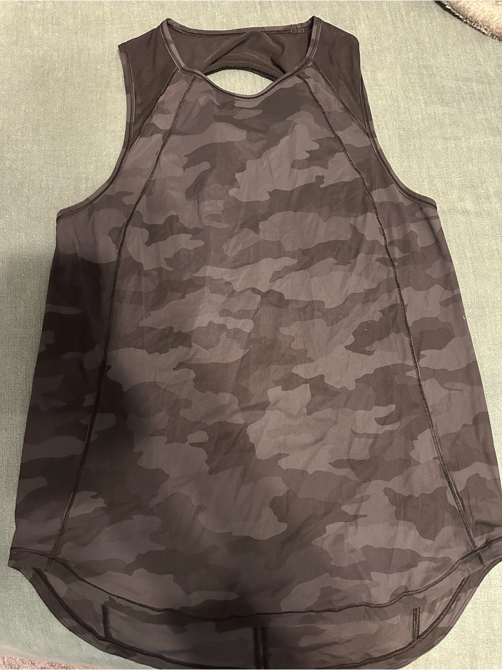 Lululemon Athletica Black/Grey Camo Sculpt Tank Top Hip Length